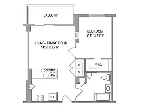 Floor plan 1x1 HANDICAP ACCESSIBLE