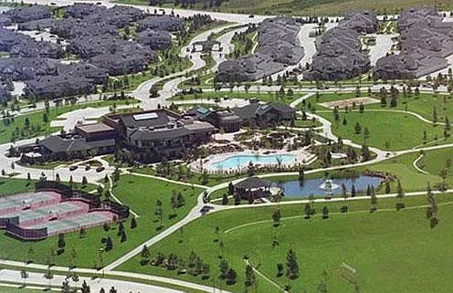 Aerial view of community-Property is right across street from the trail as seen here.