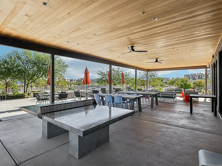 Ping pong table and outdoor seating