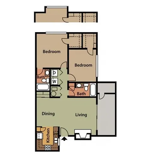 Floor plan 2 Bed 2 Bath F