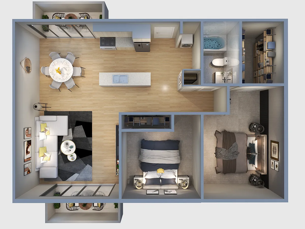 Floor plan 2 bedroom 1 bath MKT