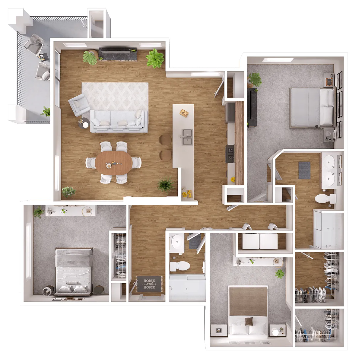 Floor plan 3 Bed 2 Bath A1