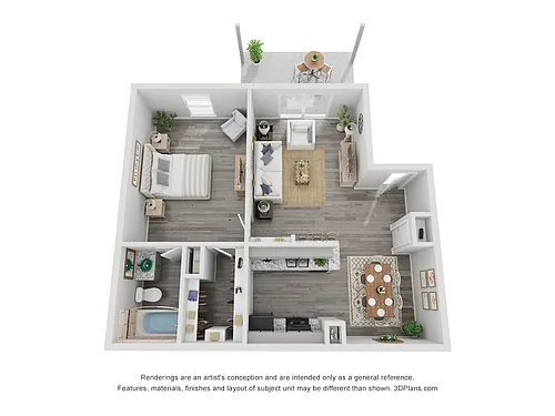 Floor plan 1x1B Renovated 635 sq ft