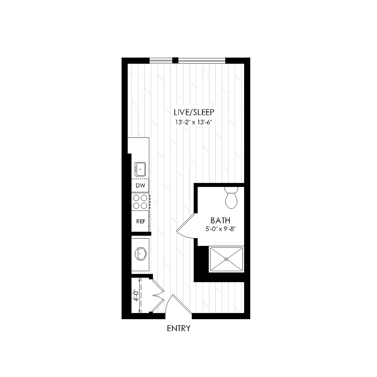Floor plan Studio - Regular 370 sqft