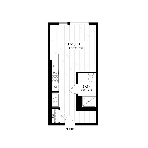 Floor plan Studio - Regular 370 sqft