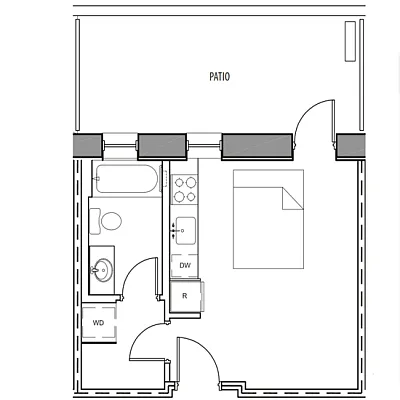 Floor plan Studio with patio