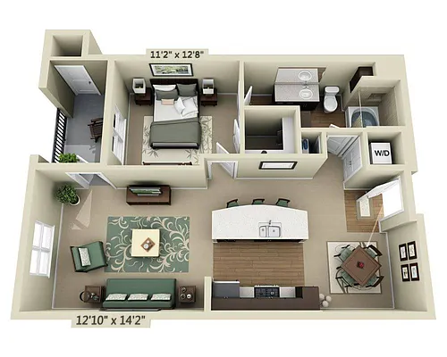 Floor plan One Bedroom A1G