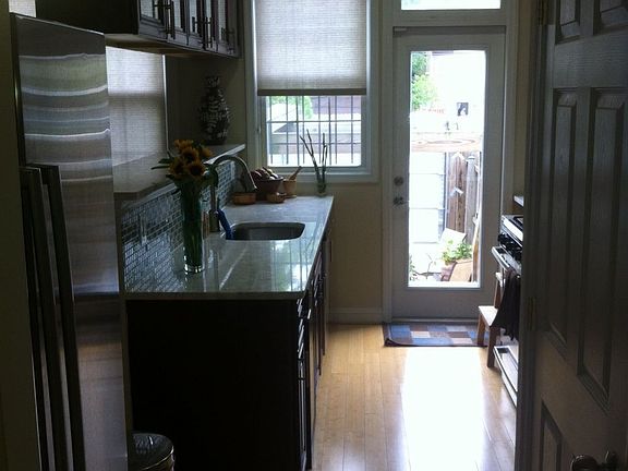 galley kitchen and back door
