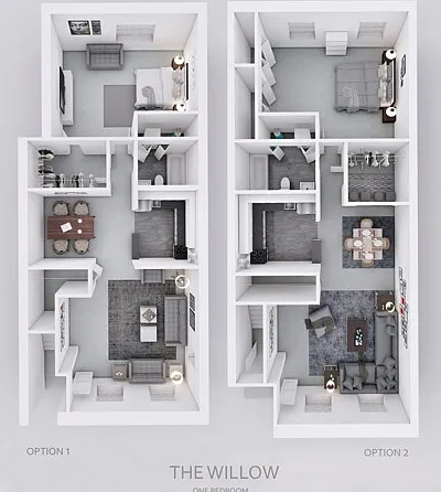 The Willow One bedroom floorplan Willow Shores Options 1 and 2. The Willow One bedroom floorplan Willow Shores Options 1 and 2.