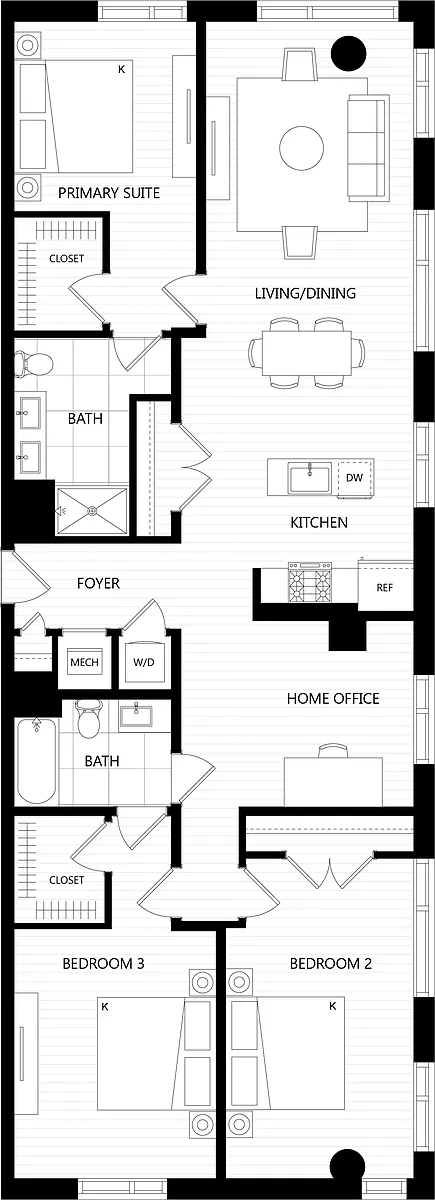 Floor plan 3 Bed/2 Bath/Den-M5A