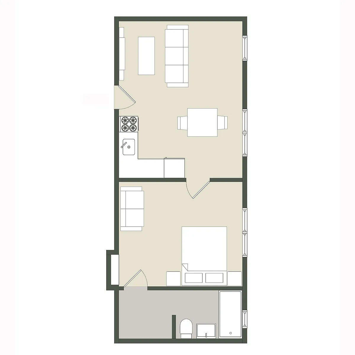 Floor plan 1 Bedroom - 1 Bathroom