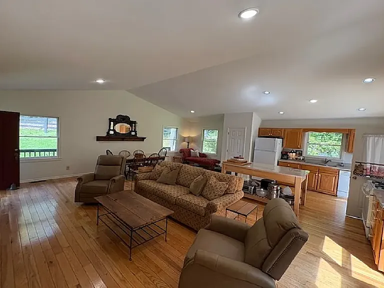 Living, dining, kitchen area