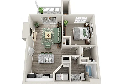 Floor plan One Bedroom One Bath Renovated 1AR