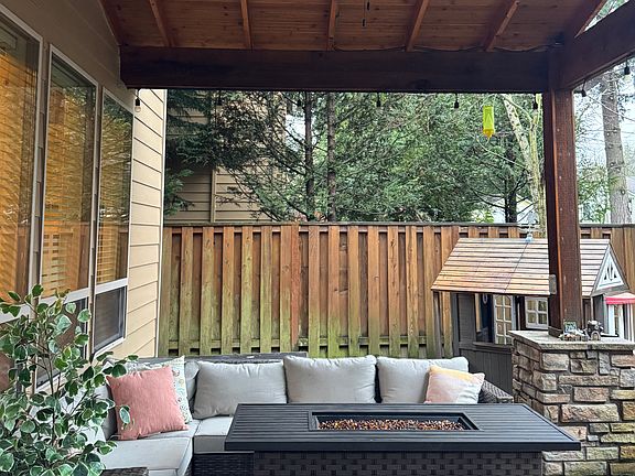 Back Patio - covered wood area with fan