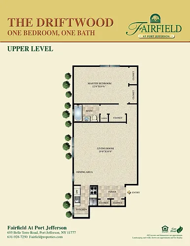 Floor plan Driftwood 1-Bedroom