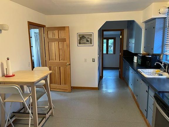 Eating space in kitchen and entry to bedroom/bathroom.