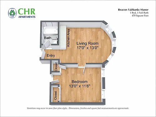 Floor plan 1 Bedroom/1 Bath