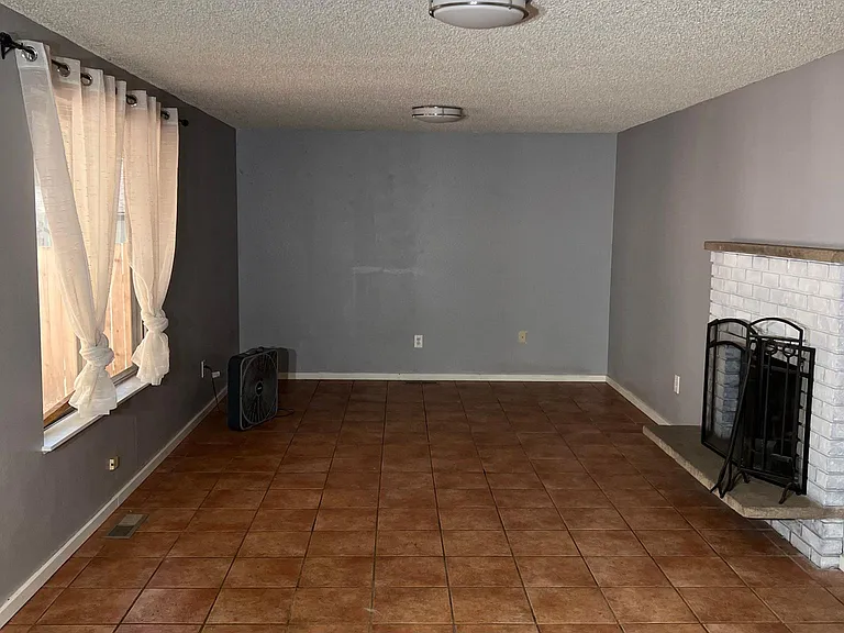 Family room with fireplace