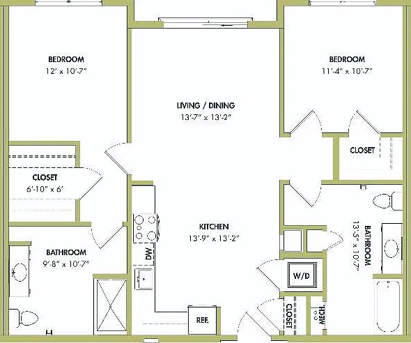 2 Bedroom, 2 Bathroom 2 Bedroom, 2 Bathroom