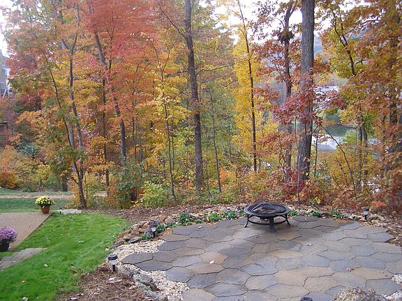 back yard stone patio...