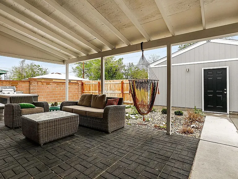 Backyard and detached 2-car garage
