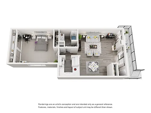 Floor plan 1BD, 1BTH F