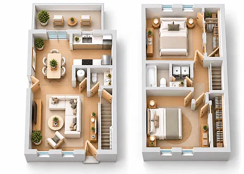 Floor plan Two Bedroom Town