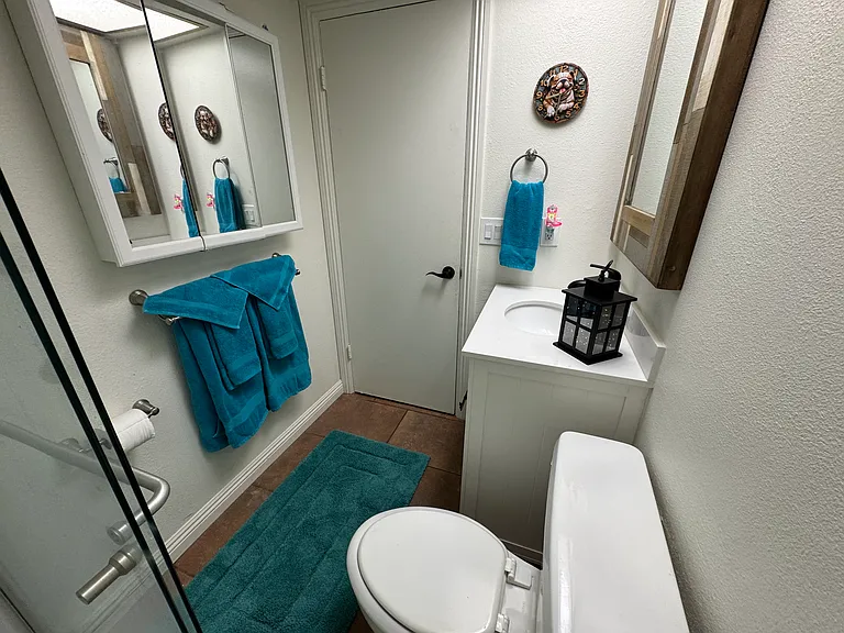 View of bathroom from the shower.