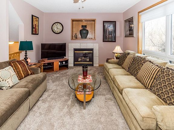 Living room and fireplace.