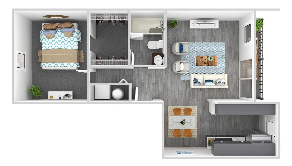 Floor plan 1 Bed - 1 Bath