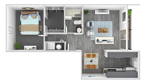 Floor plan 1 Bed - 1 Bath