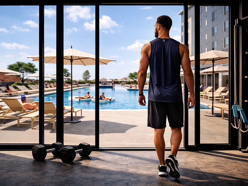Swimming pool, fitness, managed classes, dog spaw all in The Resort at The Bridge District