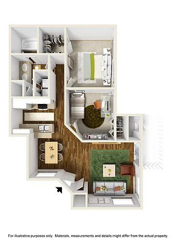 Floor plan B1 The Pinta - 2 Bedroom, 1 Bathroom