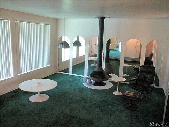 Huge living room with wood stove