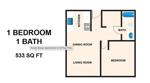 Floor plan 1X1 B