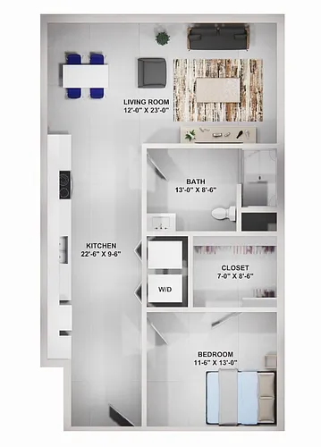 Floor plan 1 bedroom 1 bath ADA