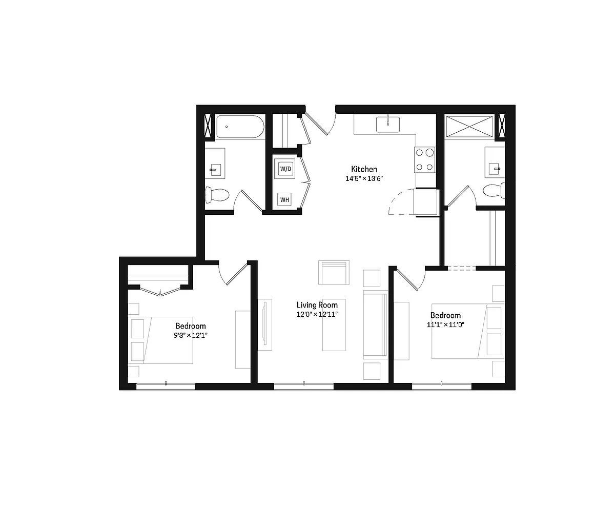 Floor plan Two Bedrooms