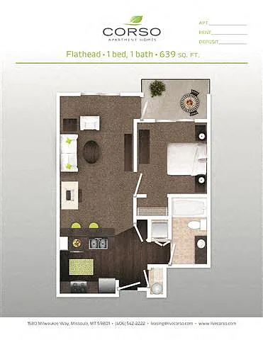 Floor plan 1BR x 1BA - Flathead