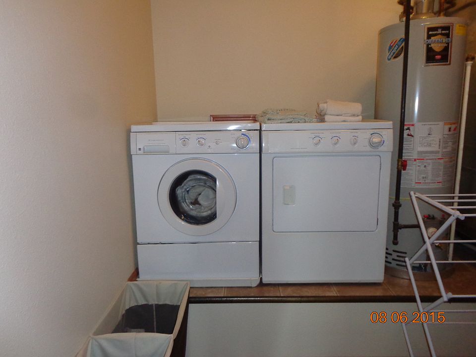 Washer and dryer in apartment.