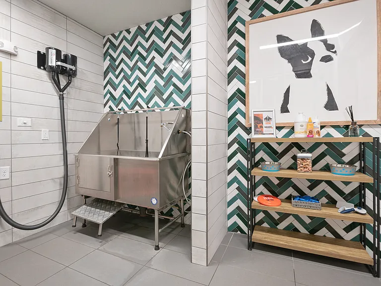 Pamper your pet with an on-site washing station.