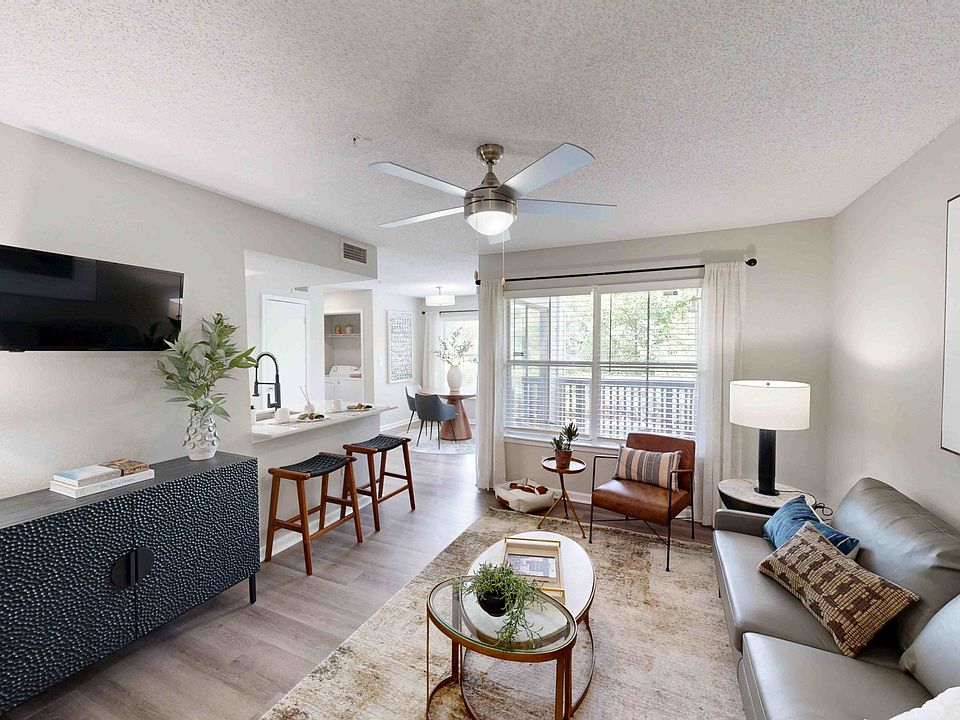 Cozy Living Room with Quartz Countertops and Stainless Steel Appliances