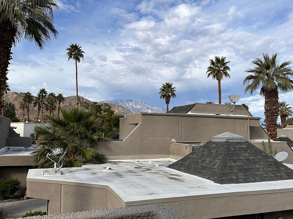 Scenic mountain and palm tree views from the private balcony.