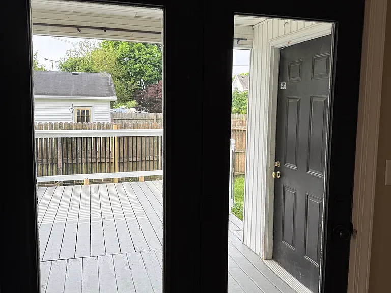 Back door and view of the porch