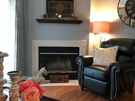 One of two fireplaces