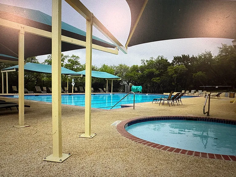 Main pool and baby pool area with shade