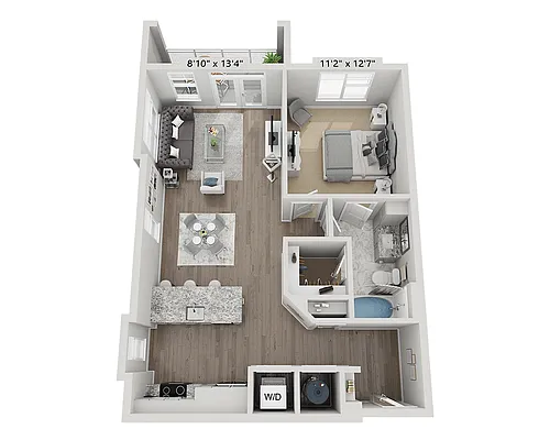 Floor plan One Bedroom A1H