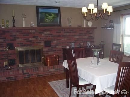 Large woodburning fireplace