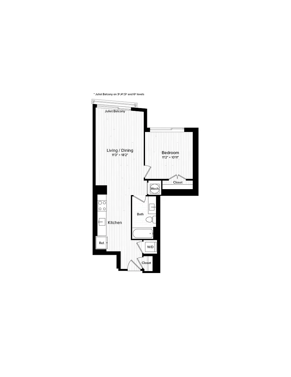Floor plan A02 One Bedroom One Bath