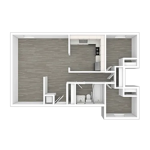 Floor plan Two Bedroom, One Bathroom (Large)