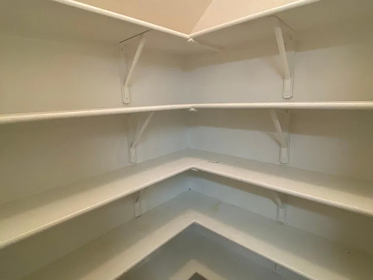 Inside spacious kitchen pantry